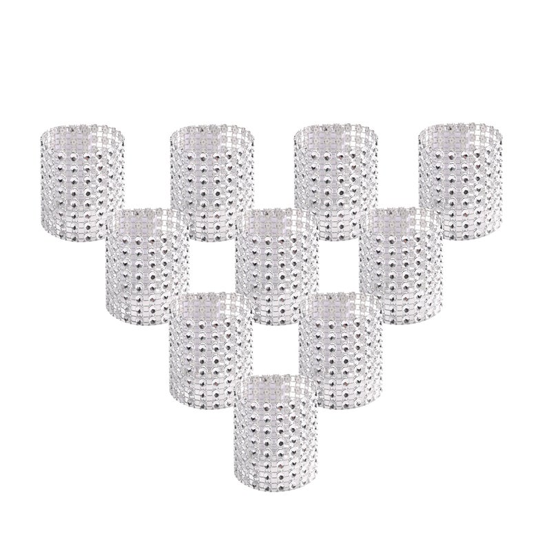 SKY CANDYBAR 100pcs Napkin Rings,Rhinestone Napkin Rings Diamond Silver for Table Decorations,Wedding,Dinner,Party,DIY Decoration - Image 1